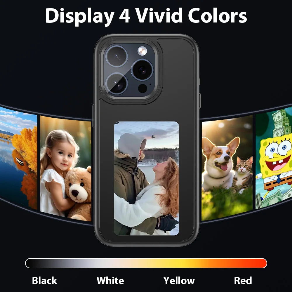 Function Phone Case DIY Electronic Ink Case For iPhone 15 14 pro 3.7inch Screen Display Box Wireless Transmission Projection