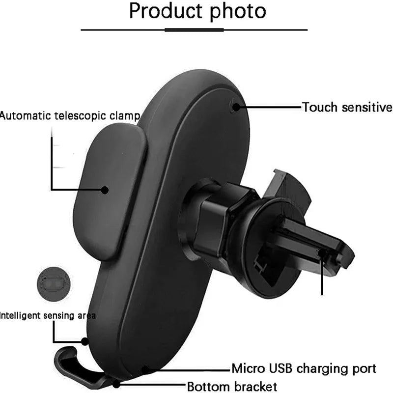 Car Wireless Charger for iPhon, Samsung Fast Charging Infrared Sensor Phone Holder Mount