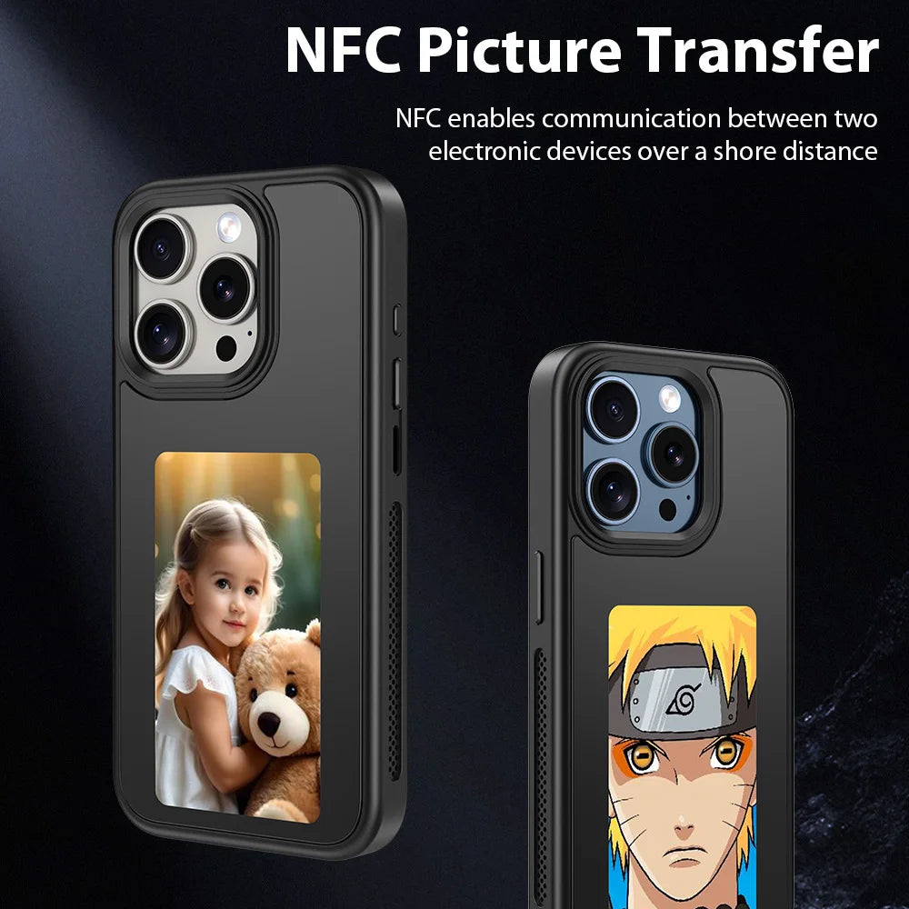 Function Phone Case DIY Electronic Ink Case For iPhone 15 14 pro 3.7inch Screen Display Box Wireless Transmission Projection